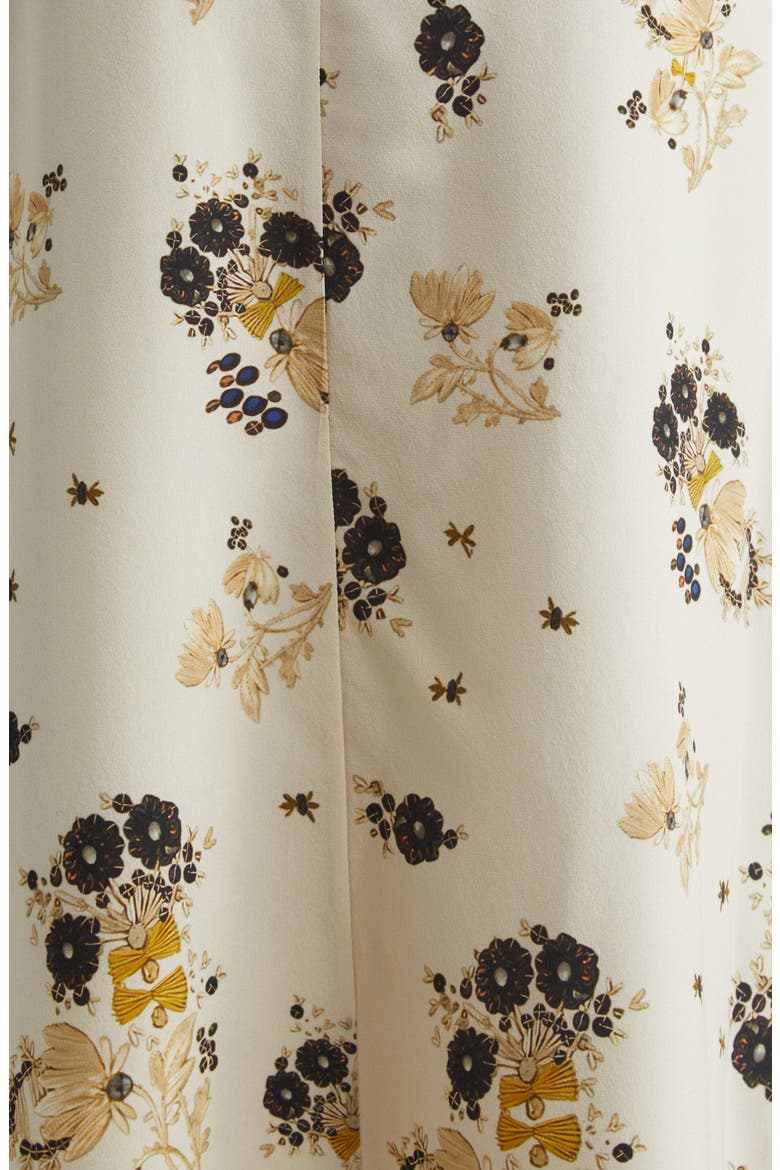 Faniry Floral Asymmetrical Stretch Silk Midi Skirt, Alternate, color, ECRU