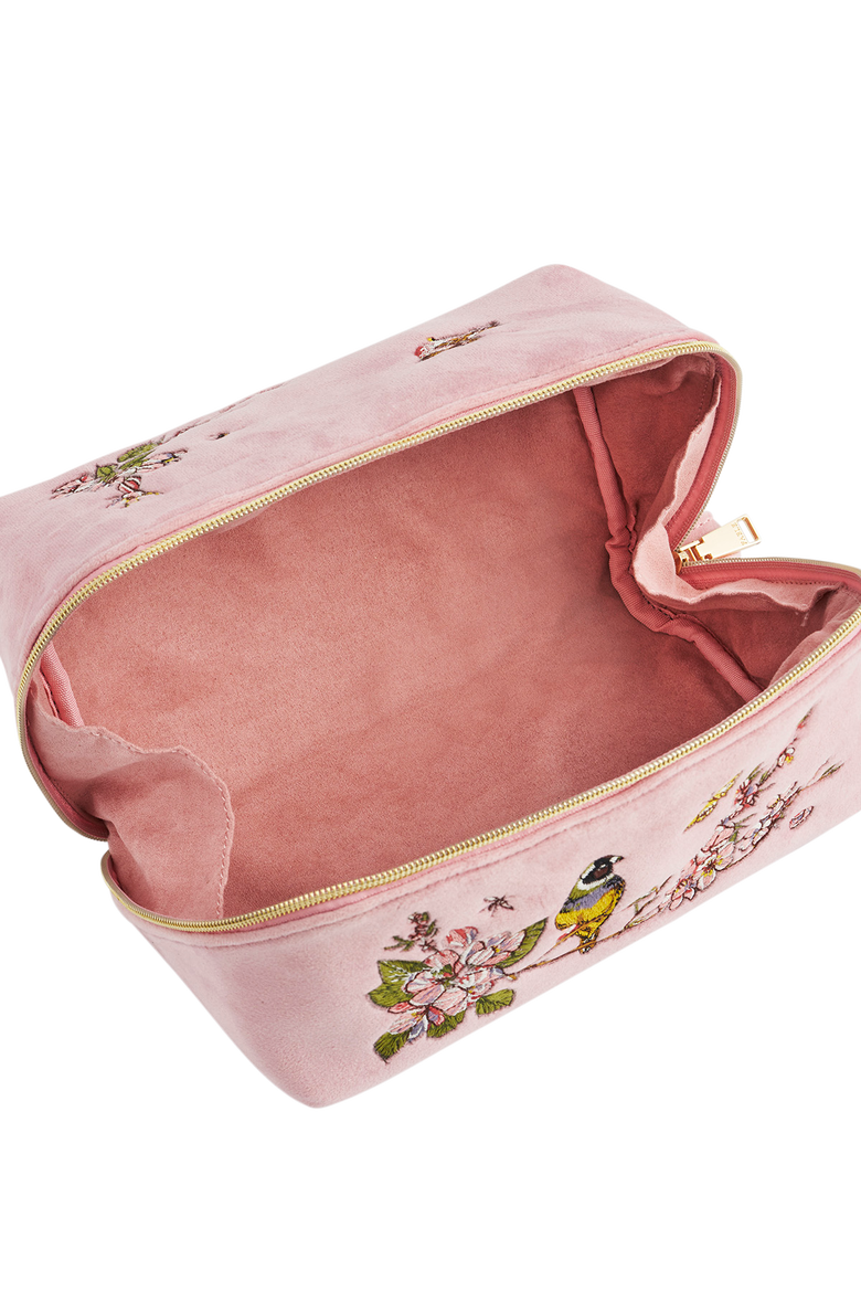 Love Velvet Embroidered Cosmetic Pouch, Alternate, color, Light/Pastel Pink