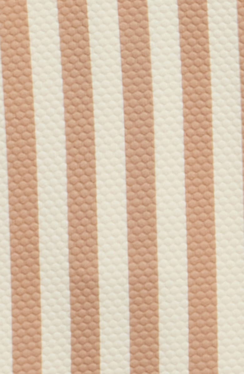 QUINCY MAE Stripe Long Sleeve UPF 50+ One-Piece Rashguard Swimsuit, Alternate, color, Latte