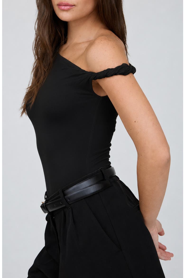 Asymmetric Off-the-Shoulder Strap, Alternate, color, BLACK