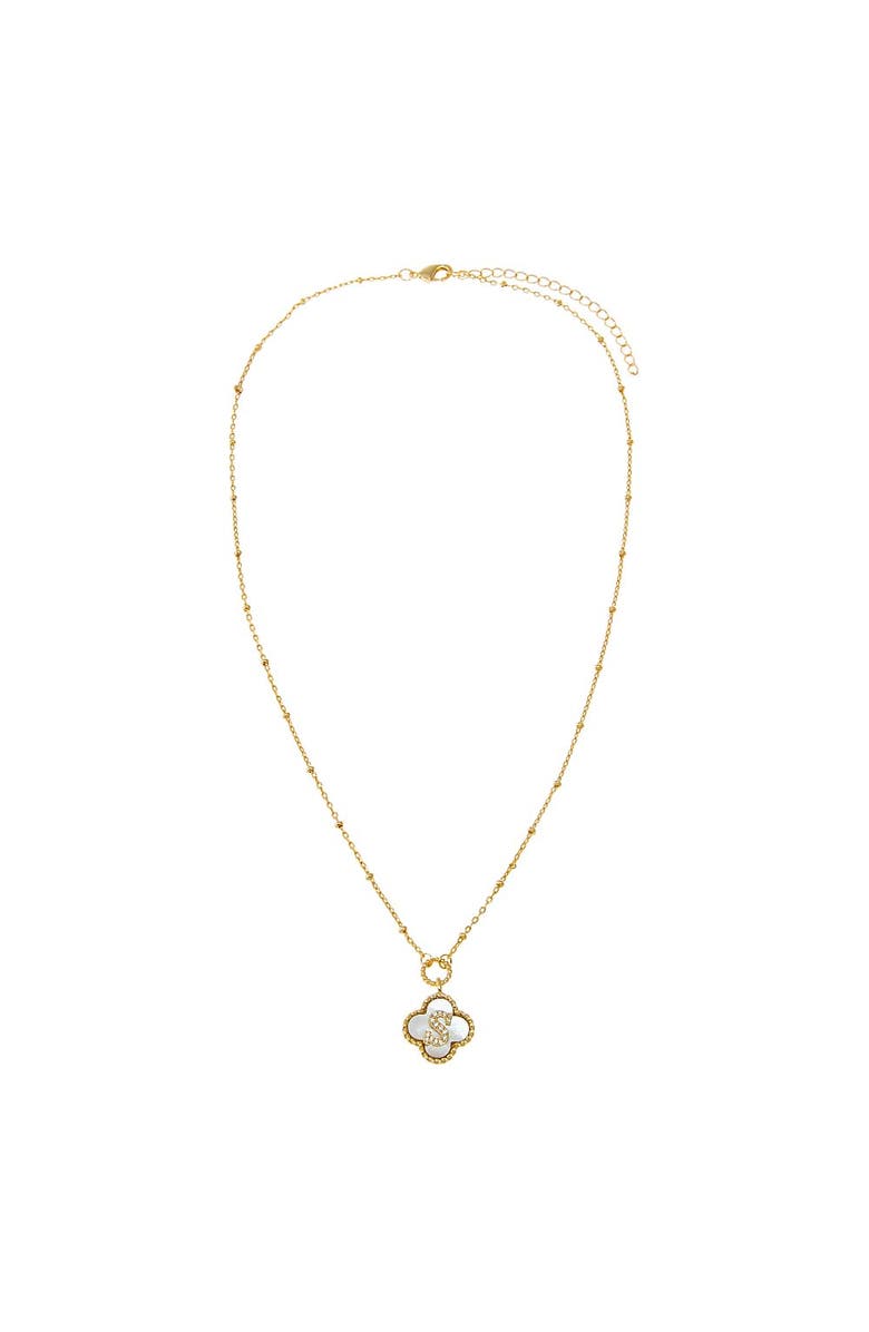 BY ADINA EDEN Pave Initial Four Leaf Clover Stone Necklace, Alternate, color, 