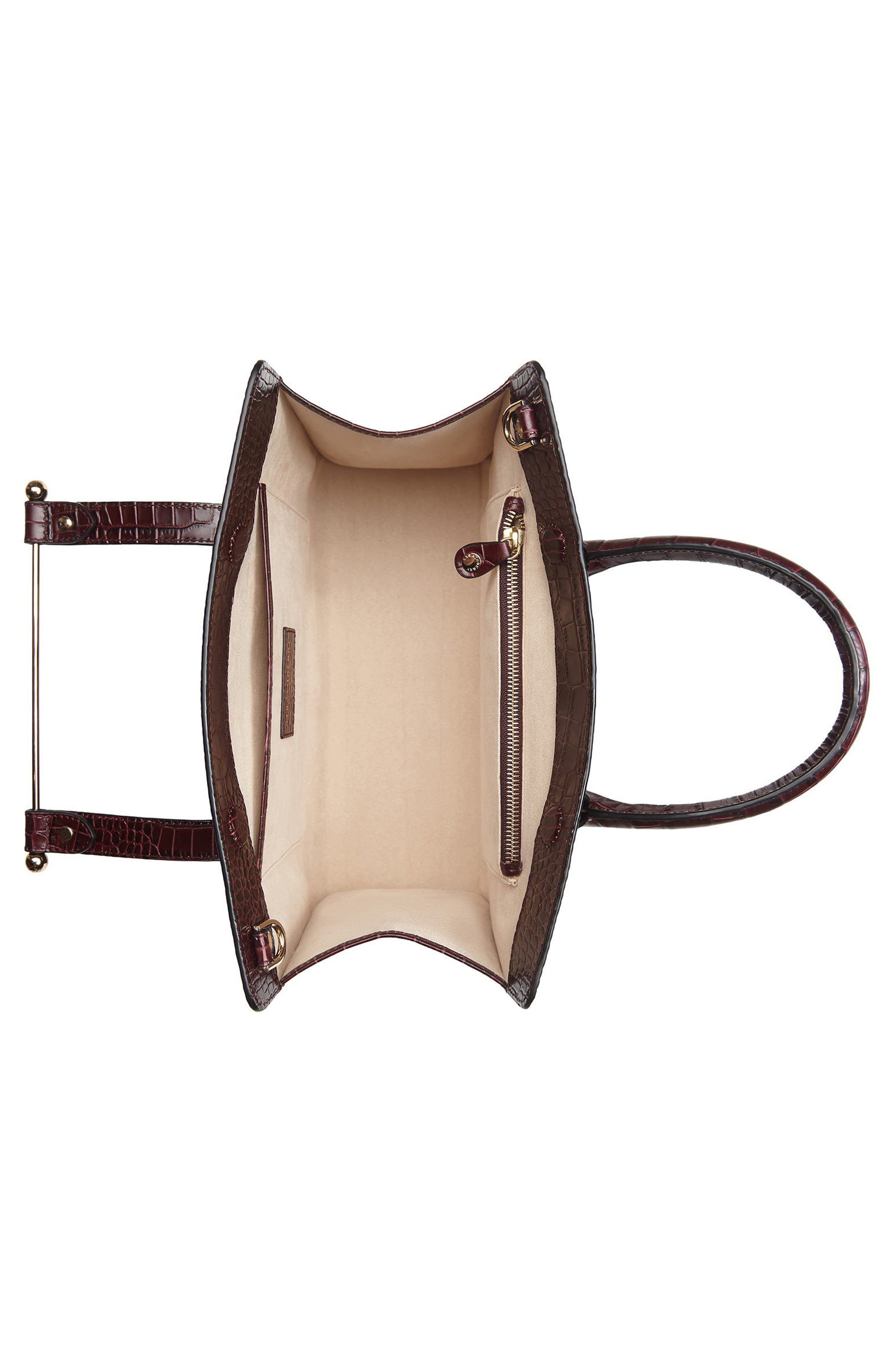 Strathberry Midi Croc Embossed Leather Tote, Alternate, color, Burgundy