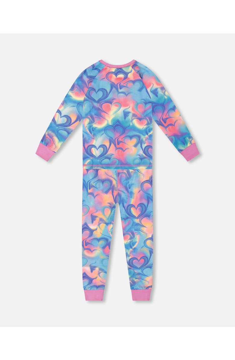 Deux par Deux Organic Cotton Two-Piece Pajamas, Alternate, color, Rainbow Heart Print