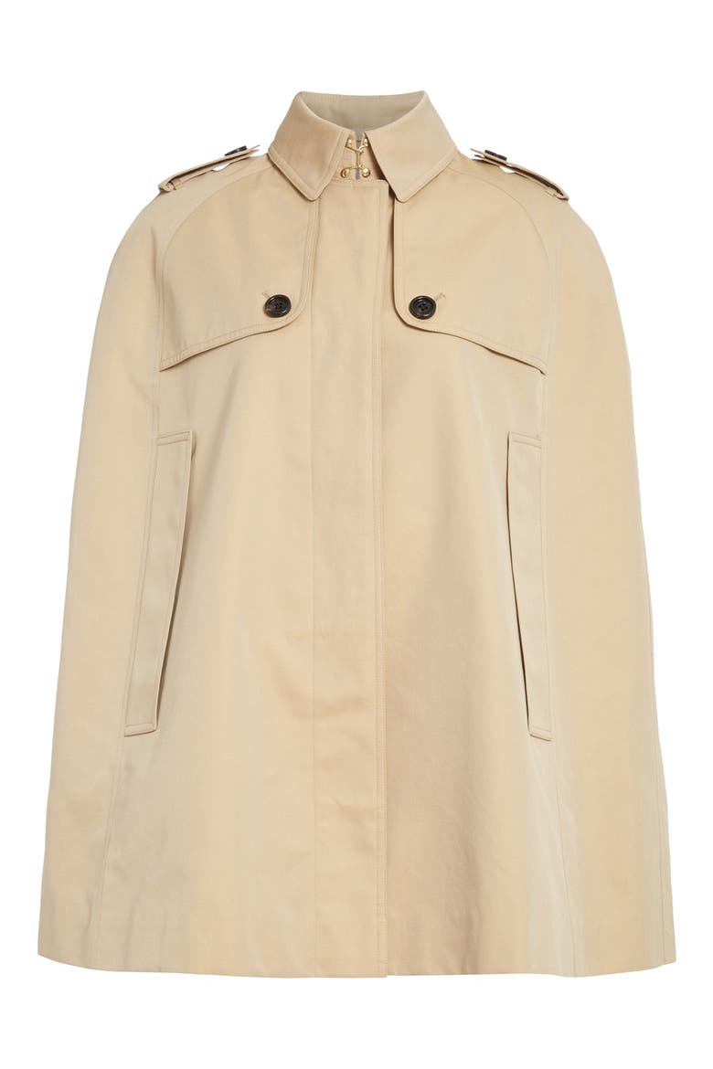 'Wolseley' Cotton Trench Cape, Alternate, color, HONEY