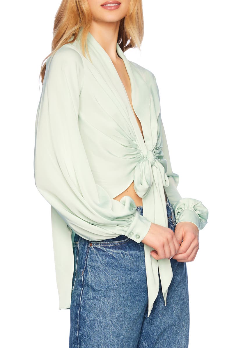 Susana Monaco Tie Hem Matte Satin Top, Alternate, color,