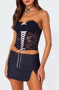 EDIKTED Lace Corset Strapless Top