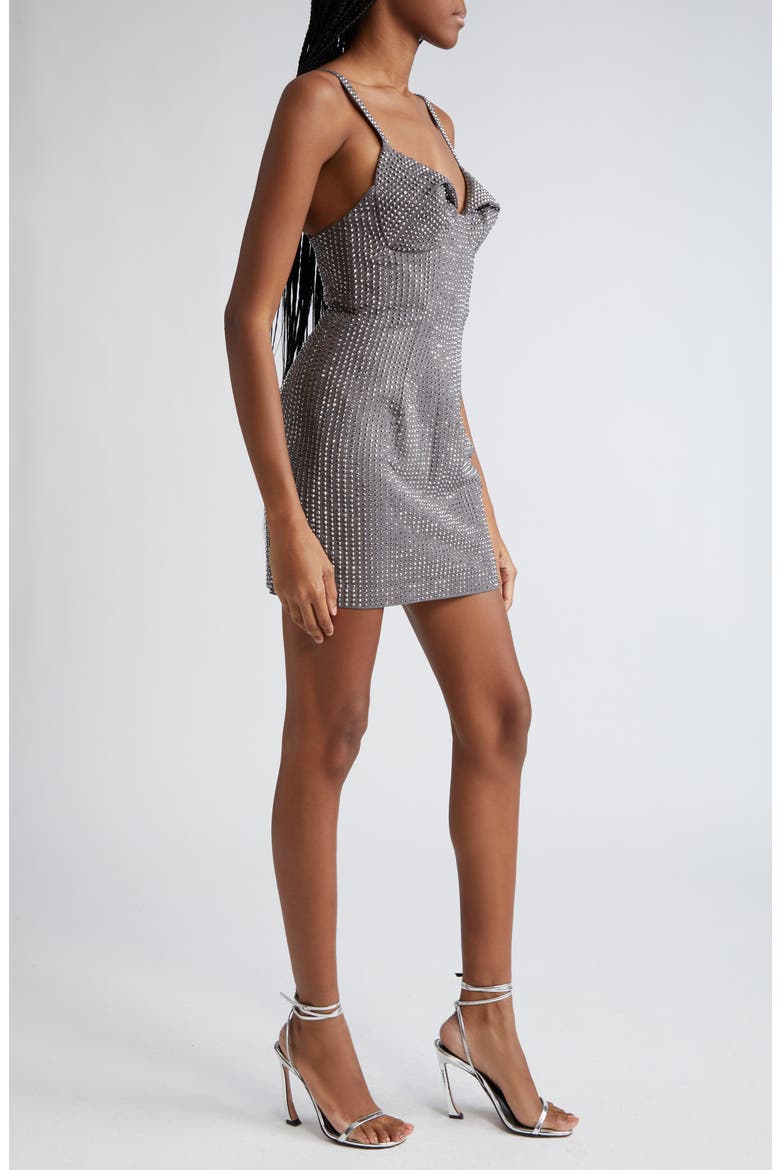 Crystal Embellished Ponte Jersey Minidress, Alternate, color, CHARCOAL
