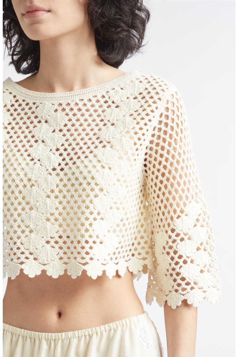 Saskia Cropped Cotton Top, Alternate, color, IVORY