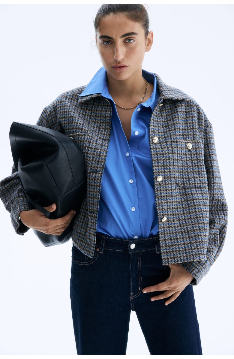 H&M Oversized Jacket, Alternate, color, Gray/Checked