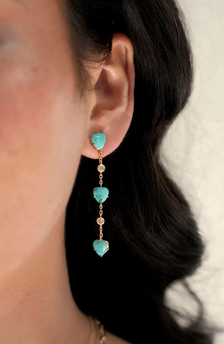 Ettika Reconstituted Turquoise Drop Earrings, Alternate, color, Turquoise