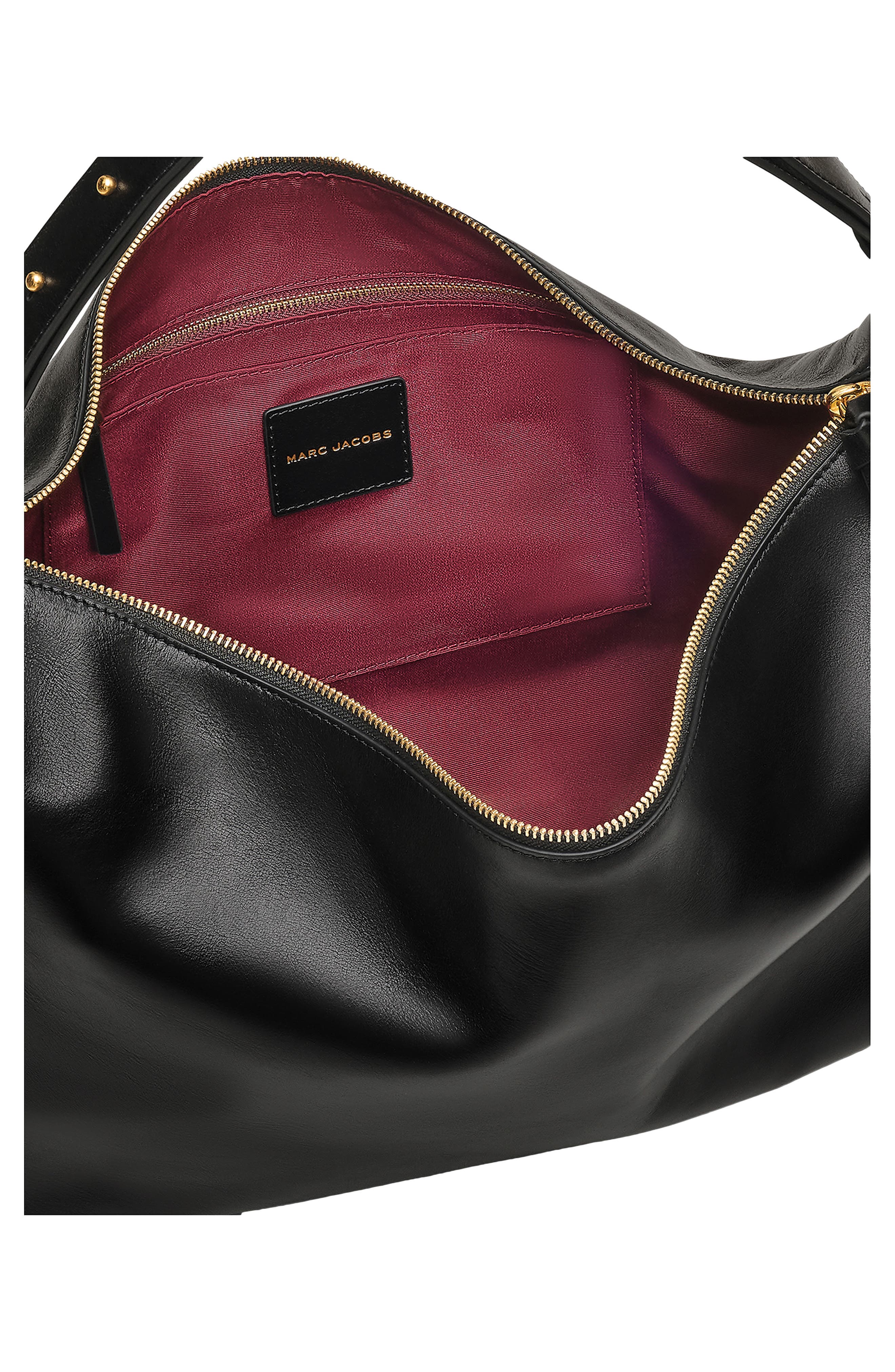 Marc Jacobs Large Scene Leather Shoulder Bag, Alternate, color, Black