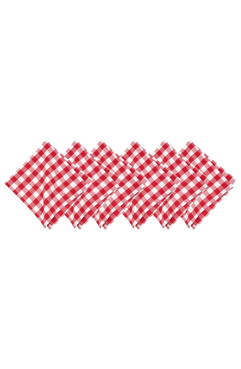 C&F Home Ashford Red Cotton Napkin Machine Washable Set of 6, Main, color, Red