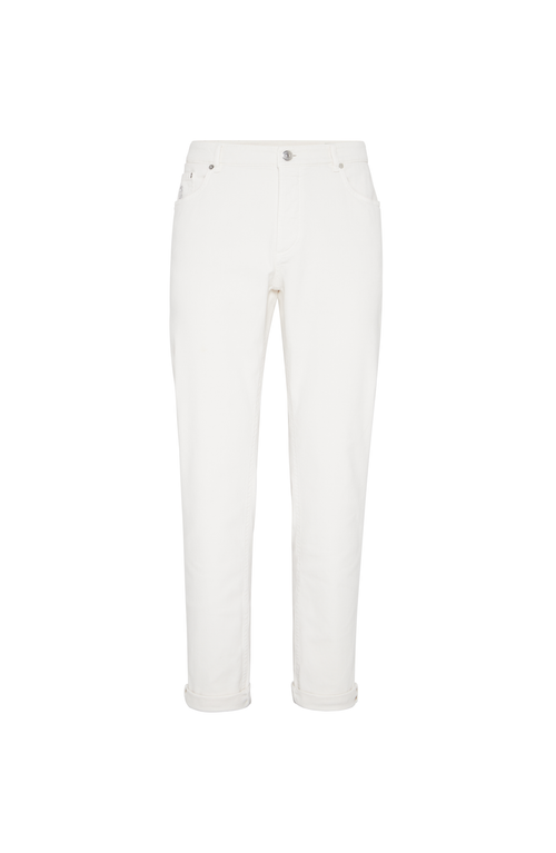 Brunello Cucinelli Gabardine Garment Dyed Trousers In White