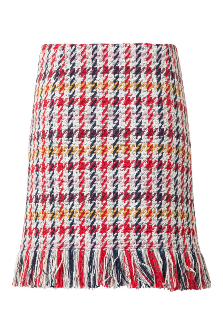 Check Tweed Fringed Skirt, Alternate, color, MULTICOLOR