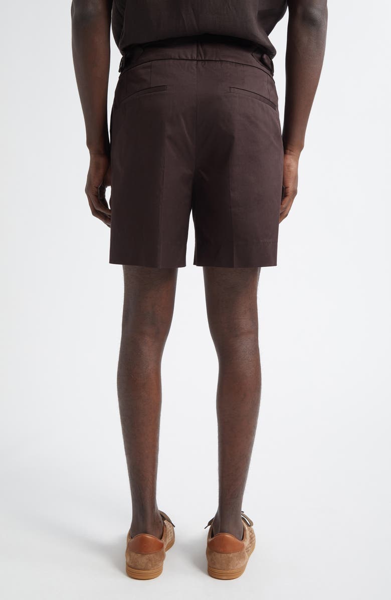 Dolce&Gabbana Pleated Stretch Cotton Gabardine Shorts, Alternate, color, M1348 Deep Brown
