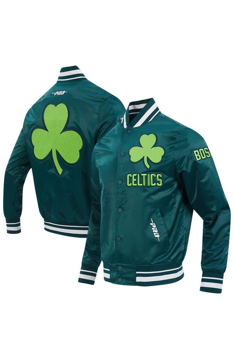 PRO STANDARD Men's Pro Standard Kelly Green Boston Celtics 2024/25 City Edition Chenille Satin Full-Snap Jacket, Main, color, Kelly Green