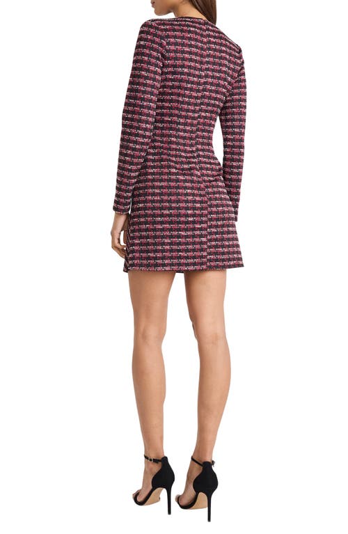 Donna Morgan For Maggy Tweed Jacquard Long Sleeve Mini Dress In Multi