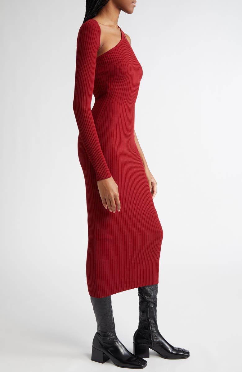 Slash One-Shoulder Rib Sweater Dress
