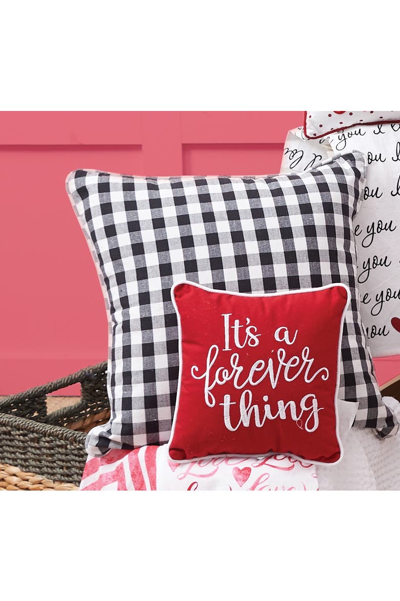 Ashford Gingham Check Cotton Decorative Throw Pillow, 18" x 18" With Insert, Alternate, color, Black