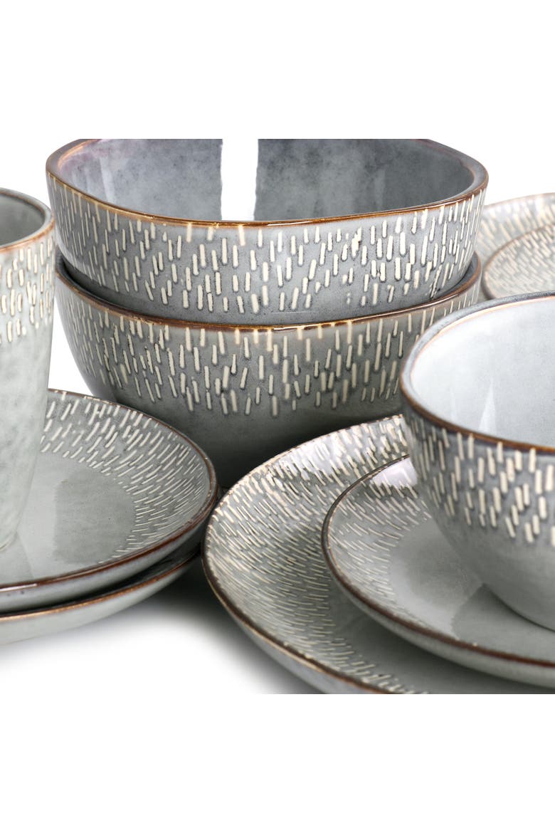16 Piece Reactive Glaze Stoneware Dinnerware Set, Alternate, color, Grey