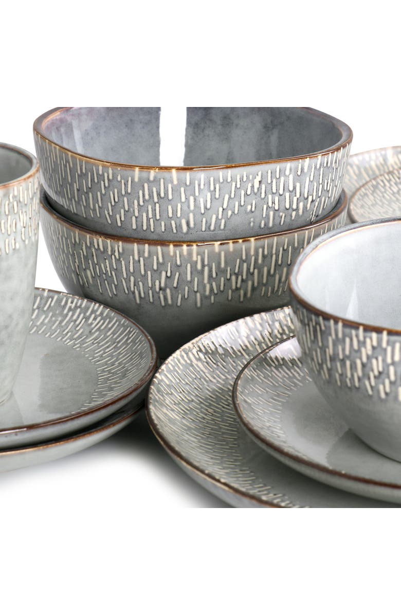 Meritage 16 Piece Reactive Glaze Stoneware Dinnerware Set, Alternate, color, Grey
