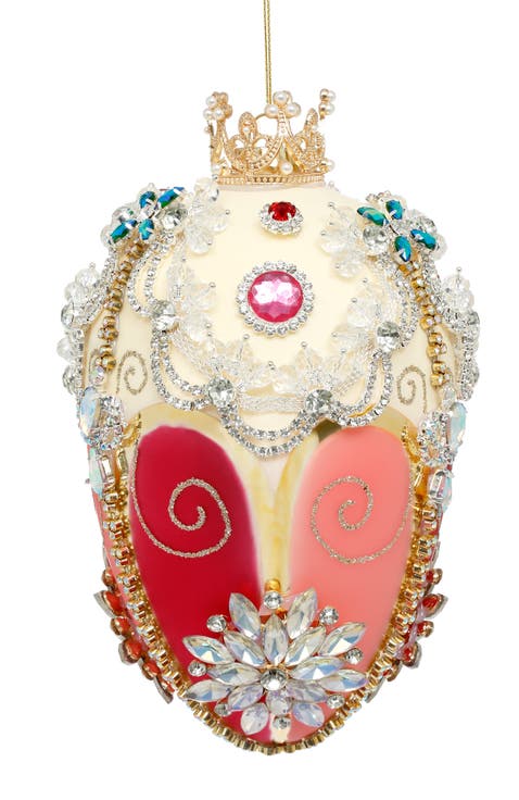 Faberge Jewel Egg Ornament, Ivory Rose