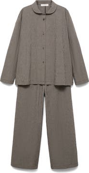 MANGO Gingham Stretch Cotton Pajamas