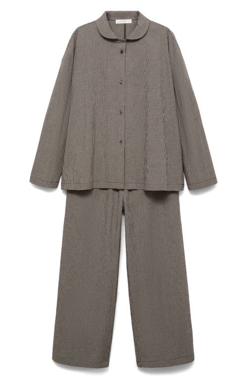 Mango Gingham Stretch Cotton Pajamas In Gray