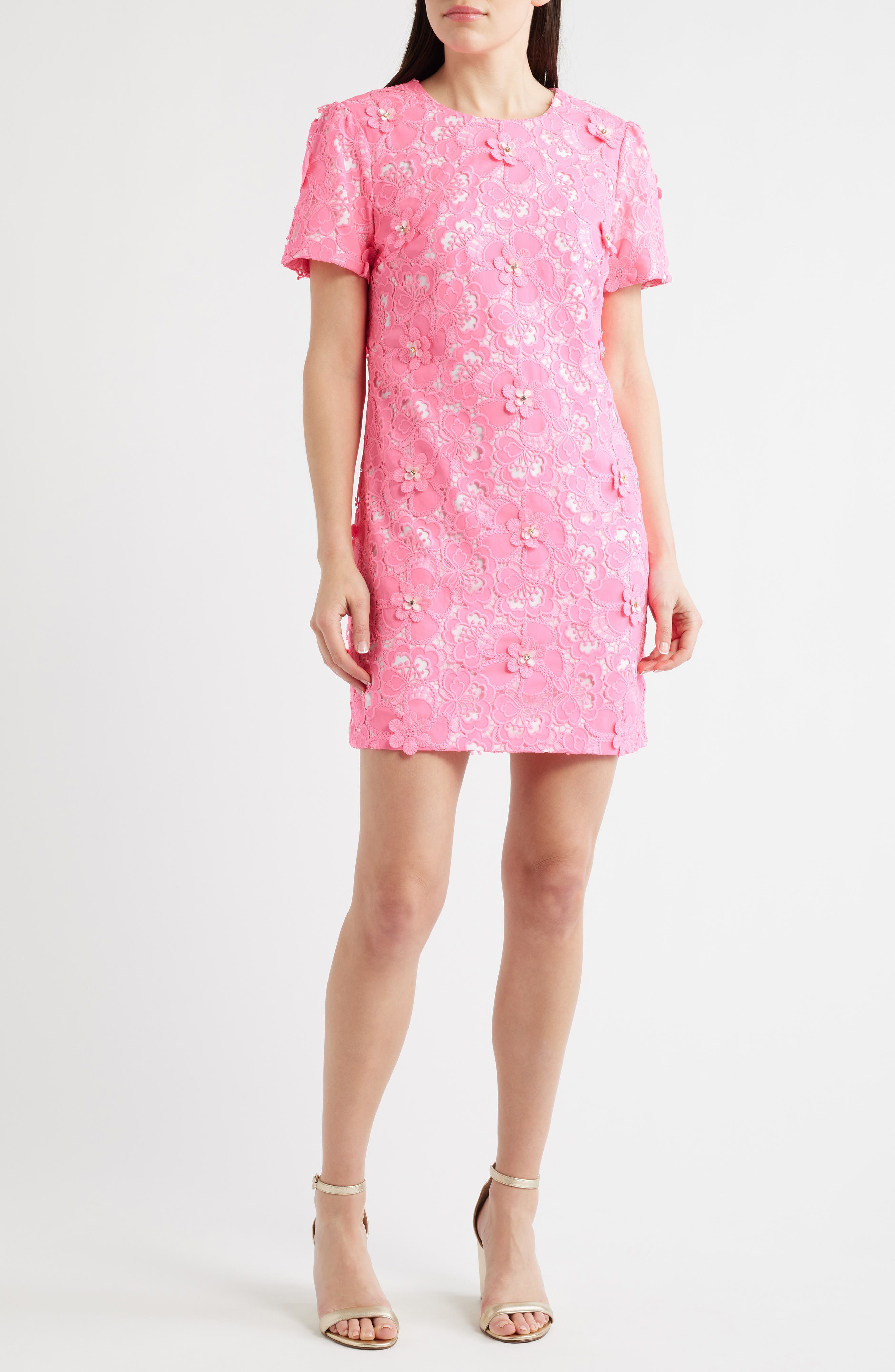 Malena Embellished Lace Shift Dress