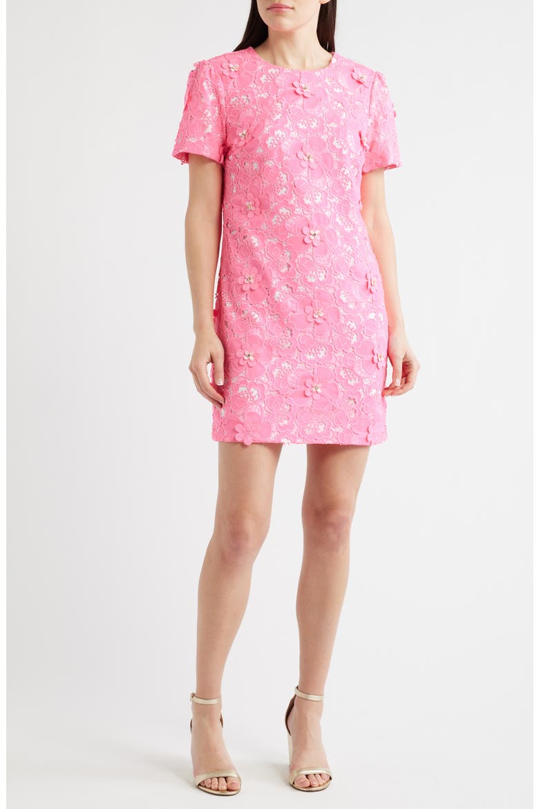 Malena Embellished Lace Shift Dress, Main, color, CHERRY BLOSSOM PINK