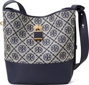 Tory Burch Medium Lock T Monogram Bucket Bag