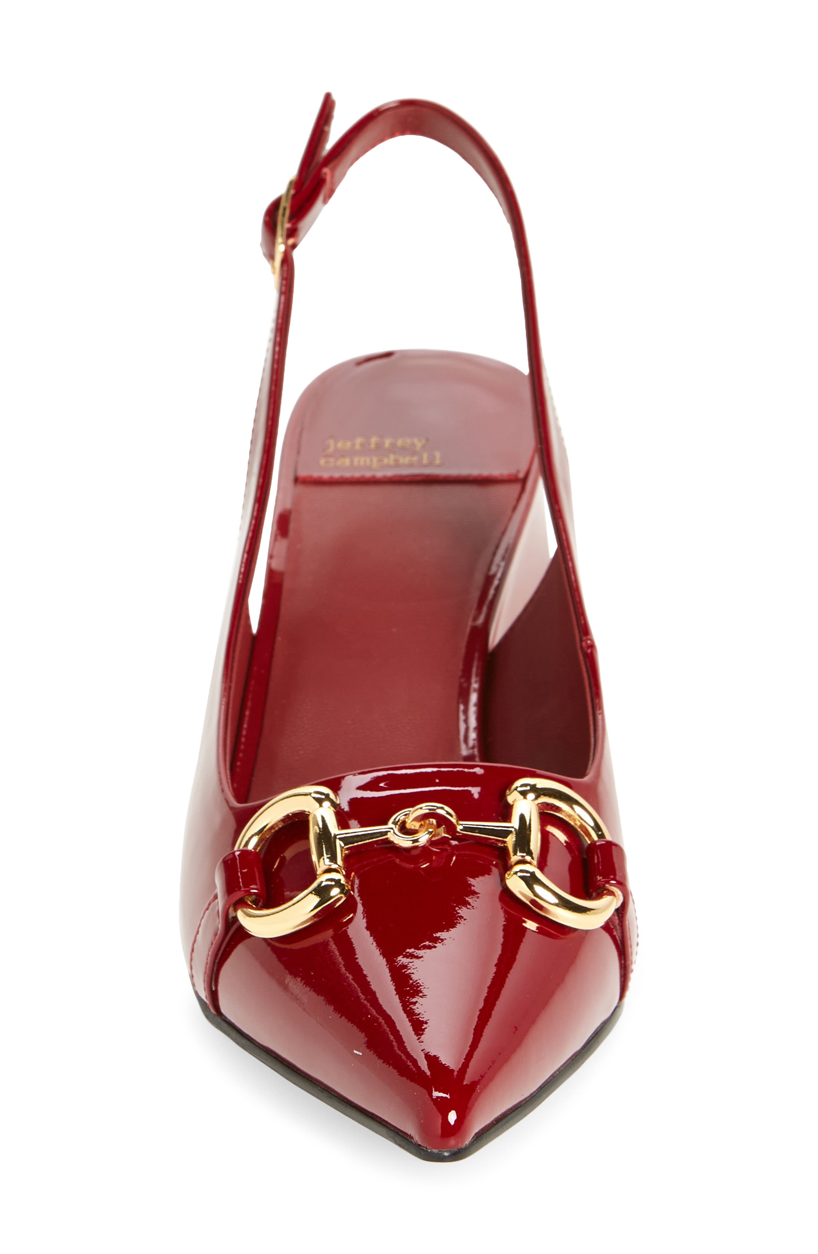 Nakita Pointed Toe Slingback Pump, Alternate, color, CHERRY RED PATENT GOLD