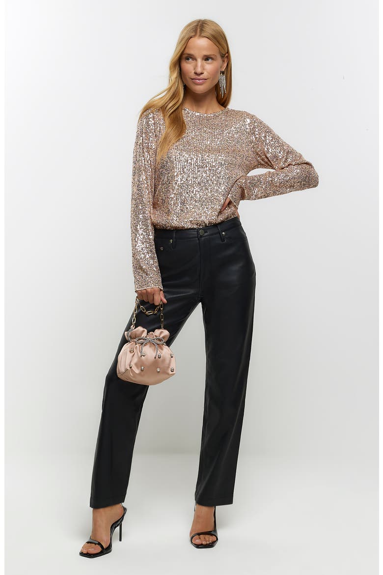 Sequin Top, Alternate, color, ROSE