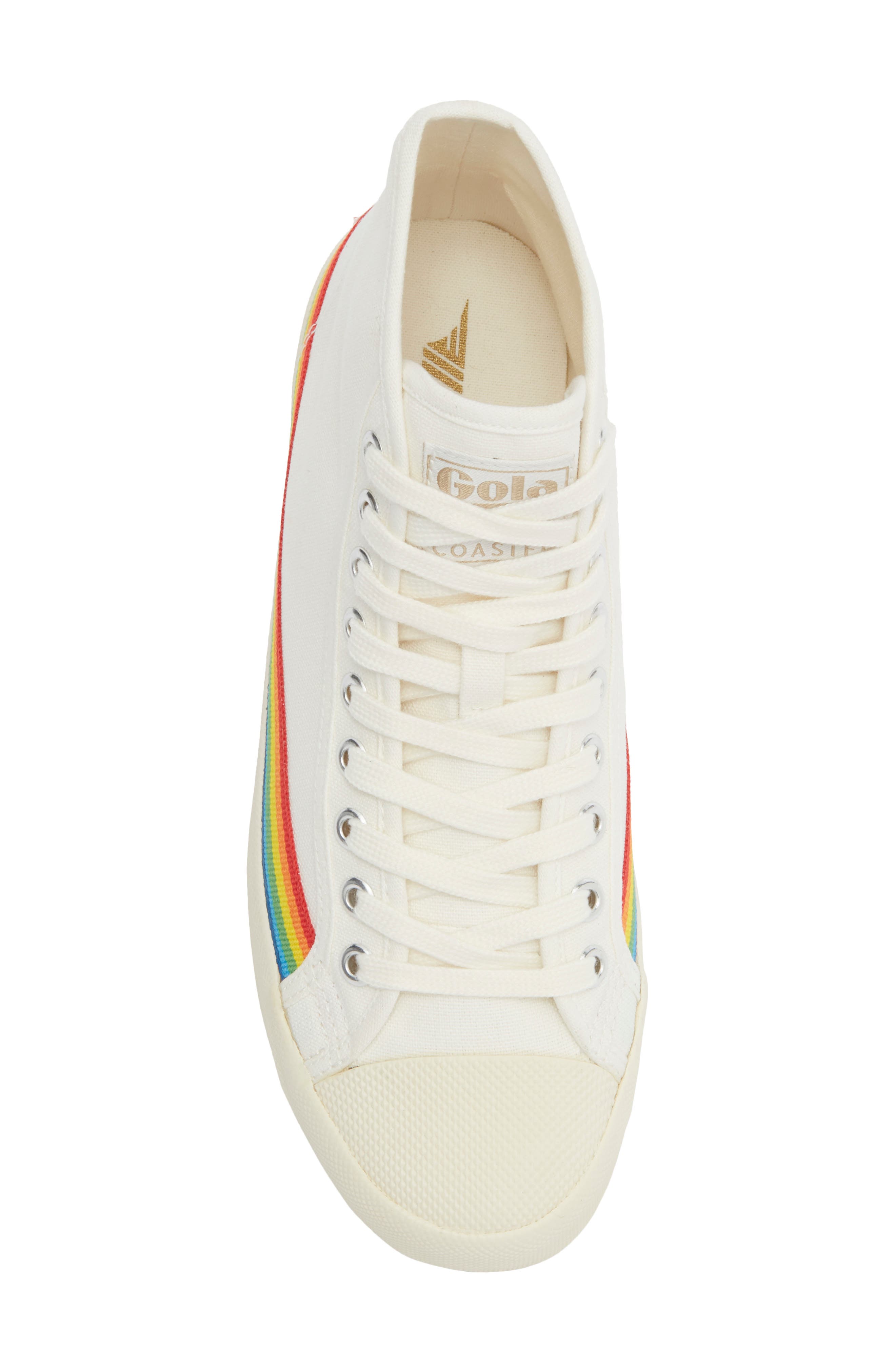 Gola Coaster Rainbow Drop High Top Sneaker, Alternate, color, Off White/ Multi