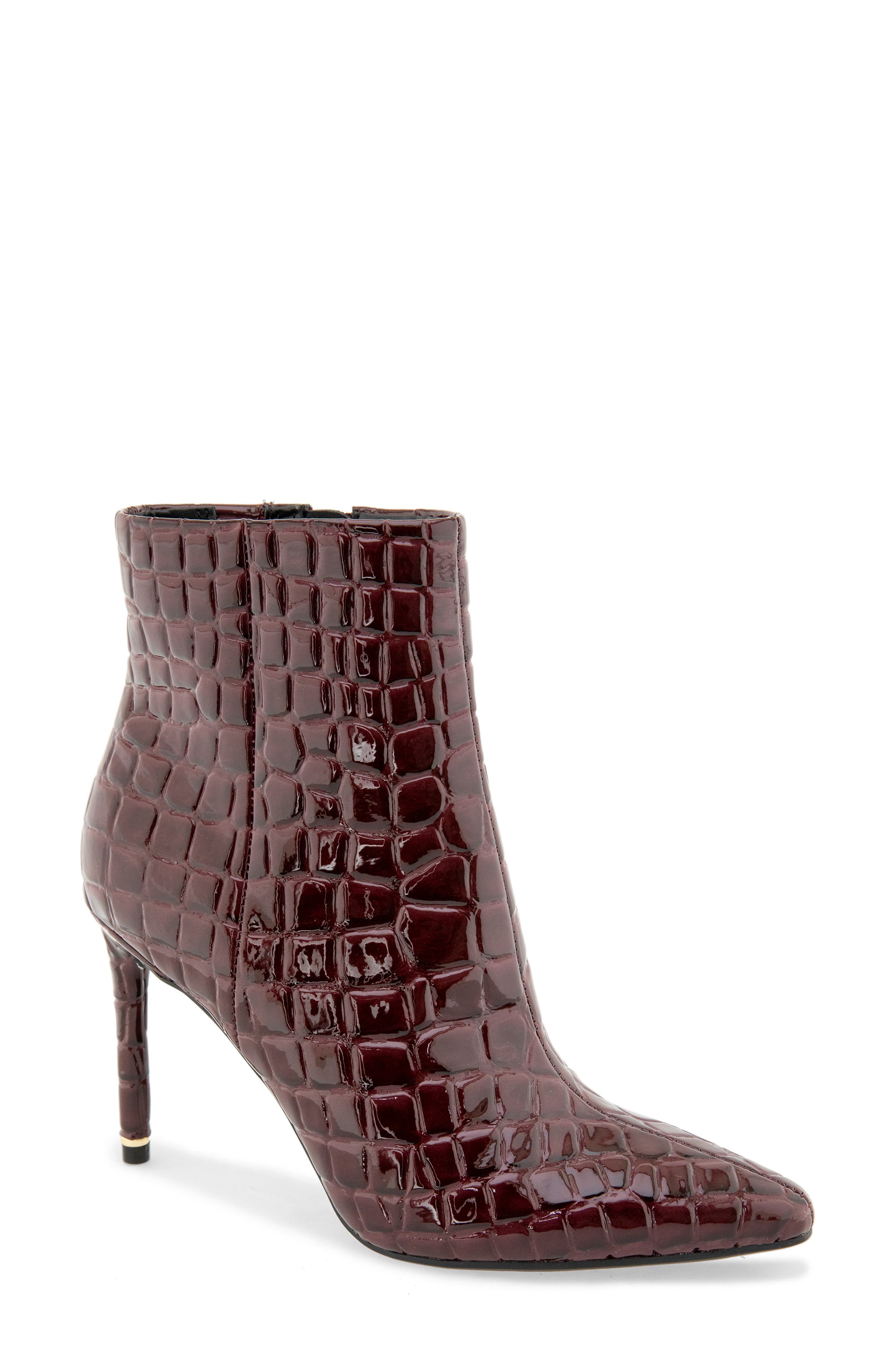 Quincy Pointed Toe Bootie, Main, color, WINE CROCO