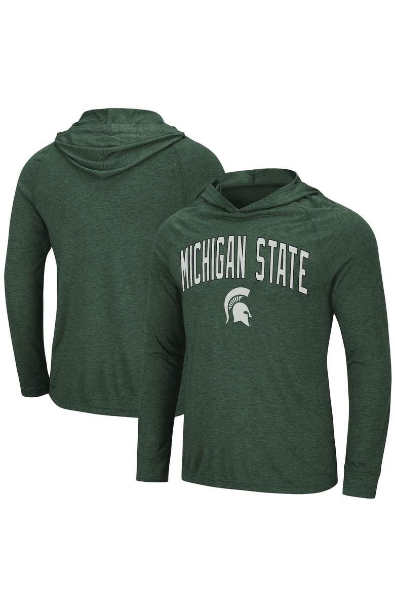 COLOSSEUM Men's Colosseum Heathered Green Michigan State Spartans Big & Tall Wingman Raglan Hoodie T-Shirt, Main, color, 