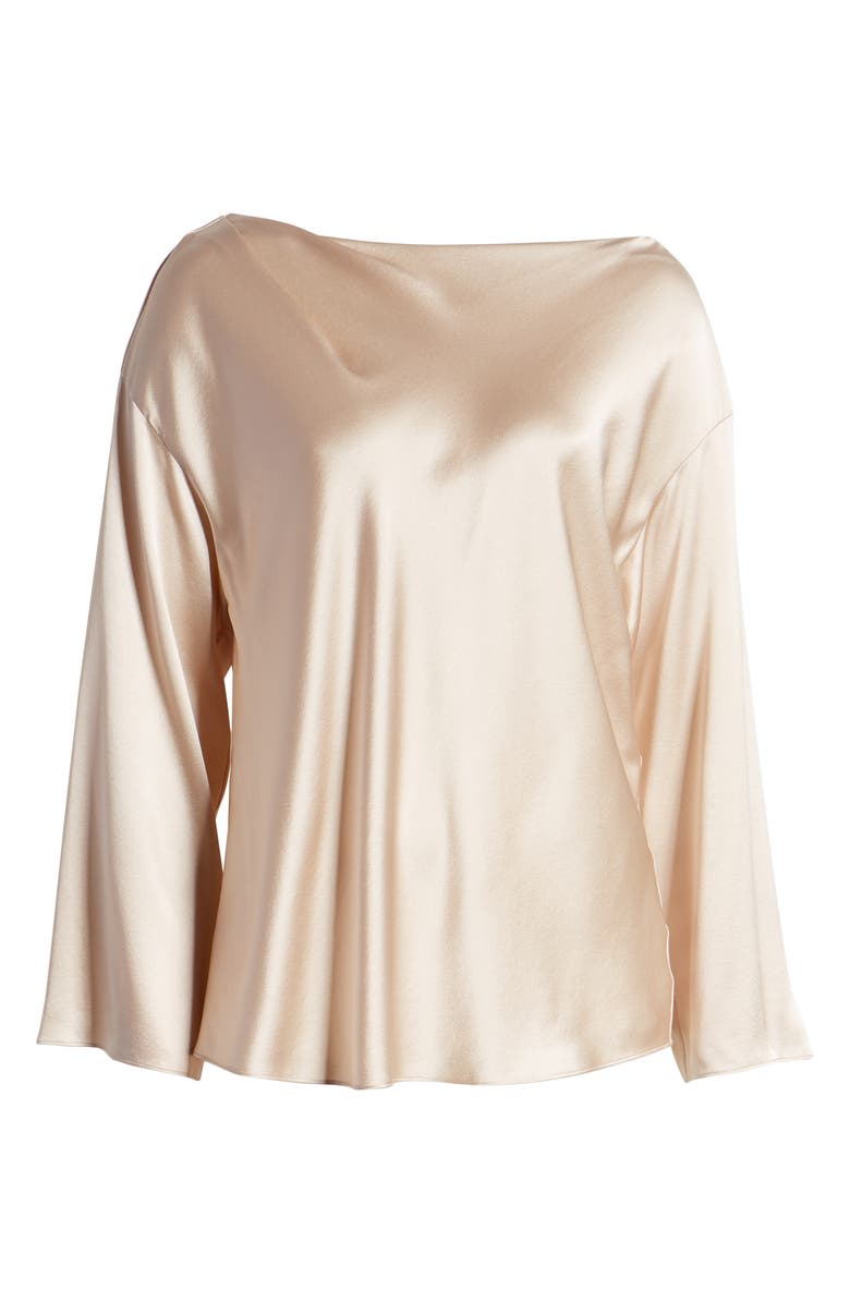 Vince Side Drape Long Sleeve Silk Blouse, Alternate, color, 