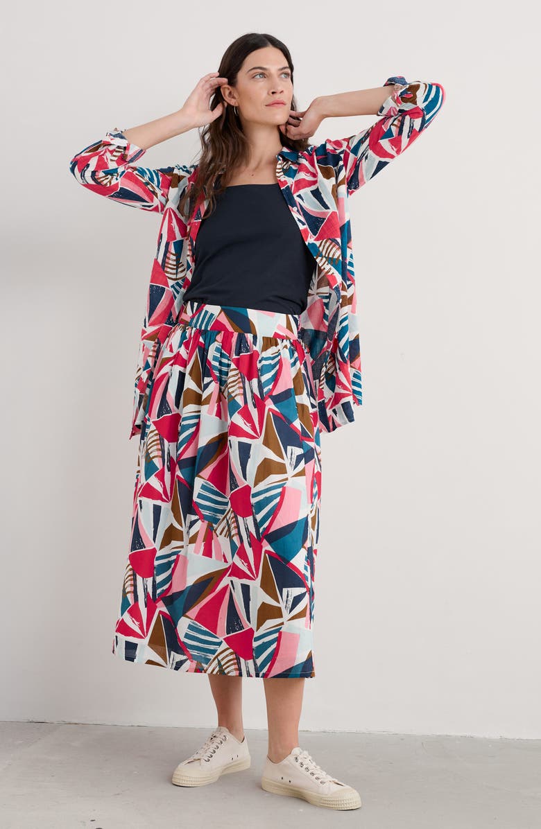 Seasalt Cornwall Wren Abstract Print Cotton Blend Button-Up Shirt, Alternate, color, 