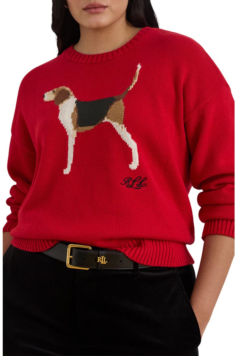 Foxhound Cotton Intarsia Sweater, Main, color, RALPH RED MULTI