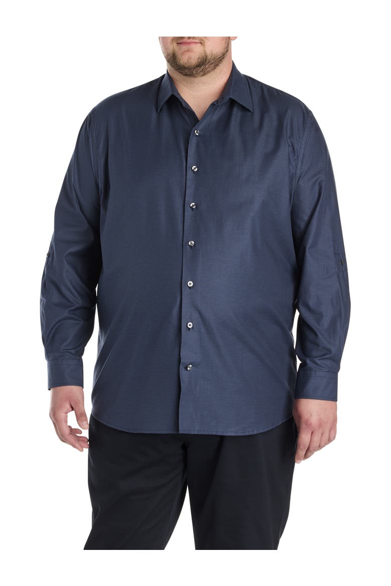 Big & Tall Textured Sport Shirt, Alternate, color, NAVY