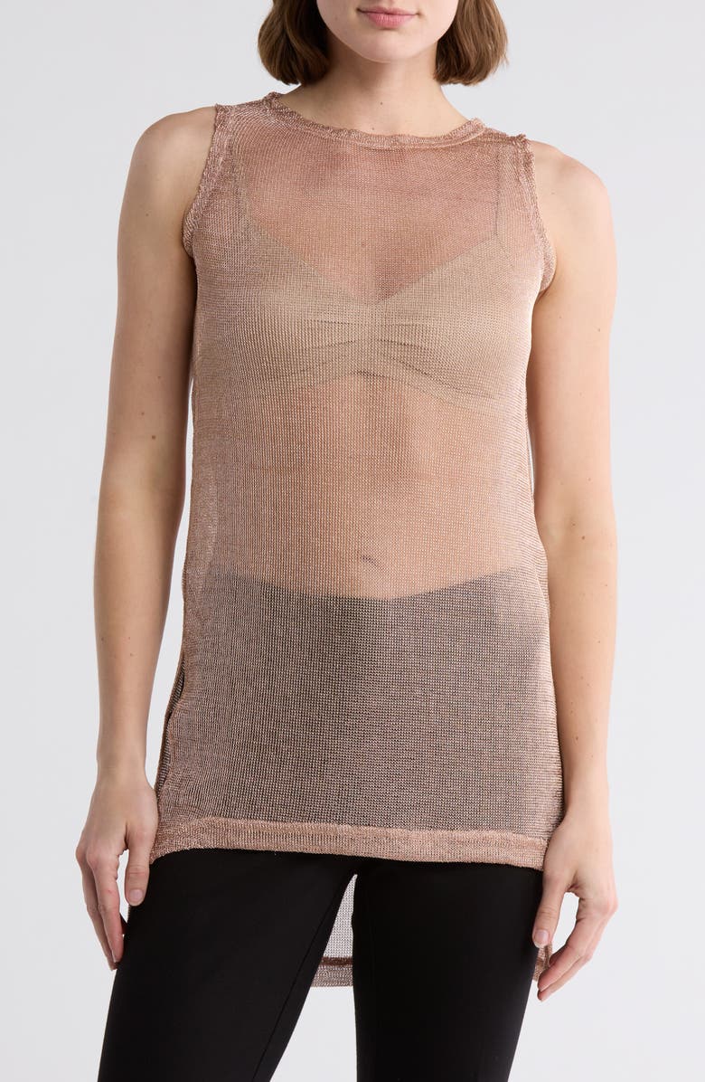 Tart Metallic High-Low Tunic Sweater, Main, color, Rose Gold Chain Metallic