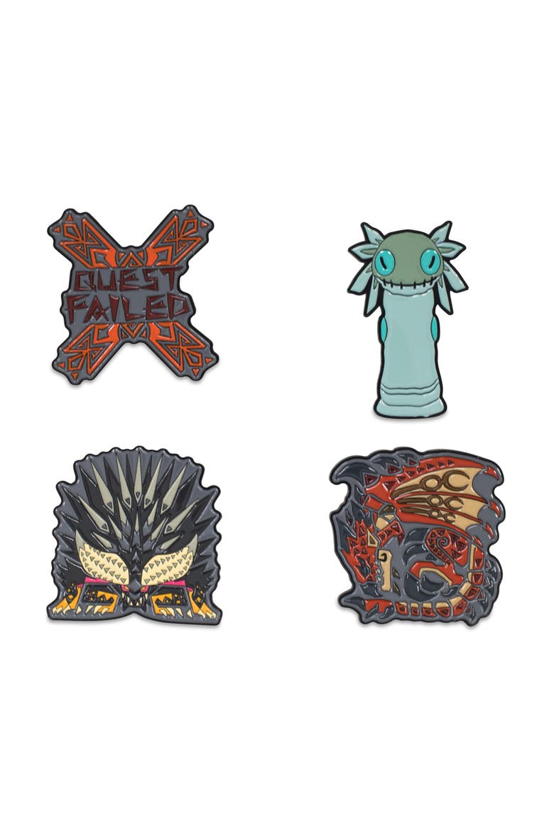 Monster Hunter World Collectible Enamel Pins | Set of 4 | Toynk Exclusive, Main, color, Blue