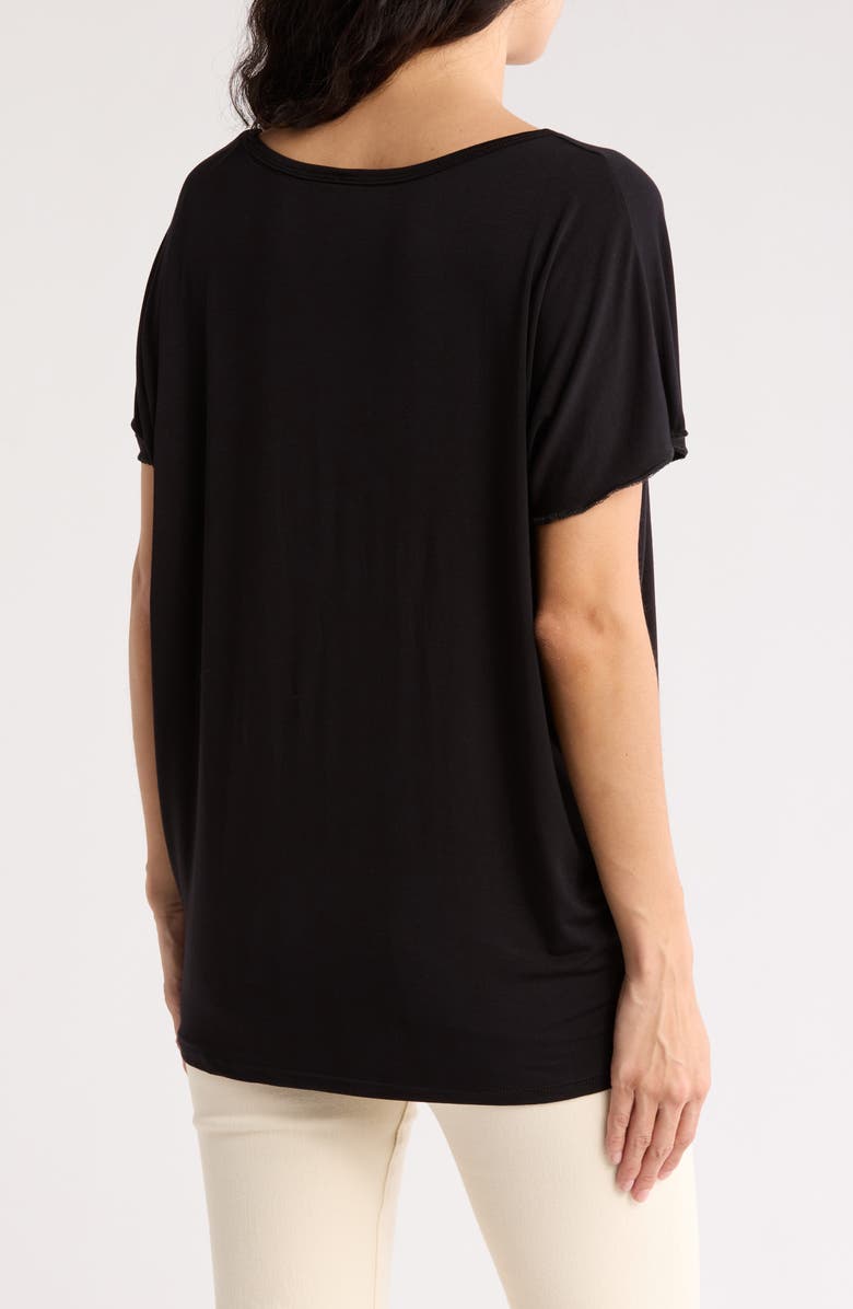 GO COUTURE Cap Sleeve T-Shirt, Alternate, color, Black