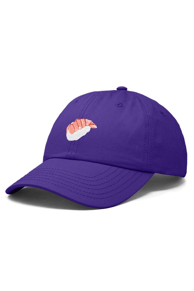 Shrimp Sushi Embroidered Dad Cap, Alternate, color, Purple