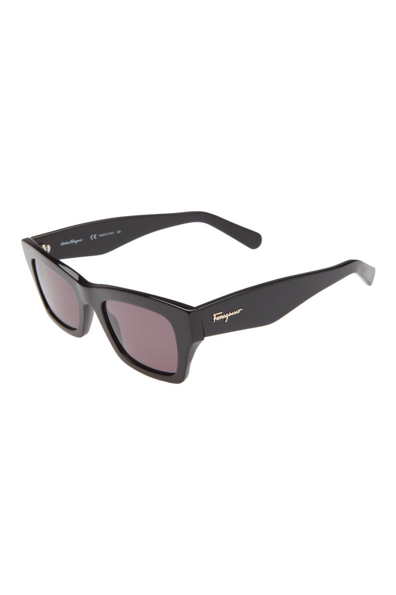 Salvatore Ferragamo 51mm Rectangle Sunglasses, Alternate, color, BLACK