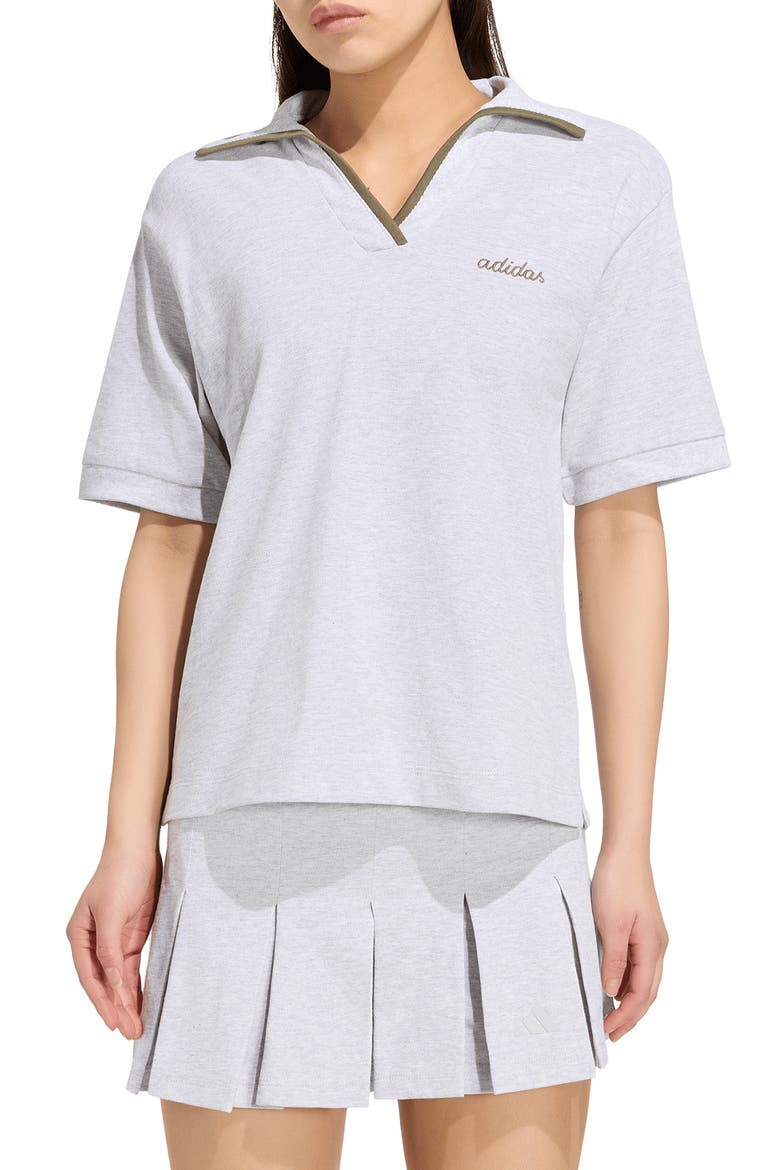 Cotton Jersey Polo, Main, color, GREY HEATHER/OLIVE STRATA