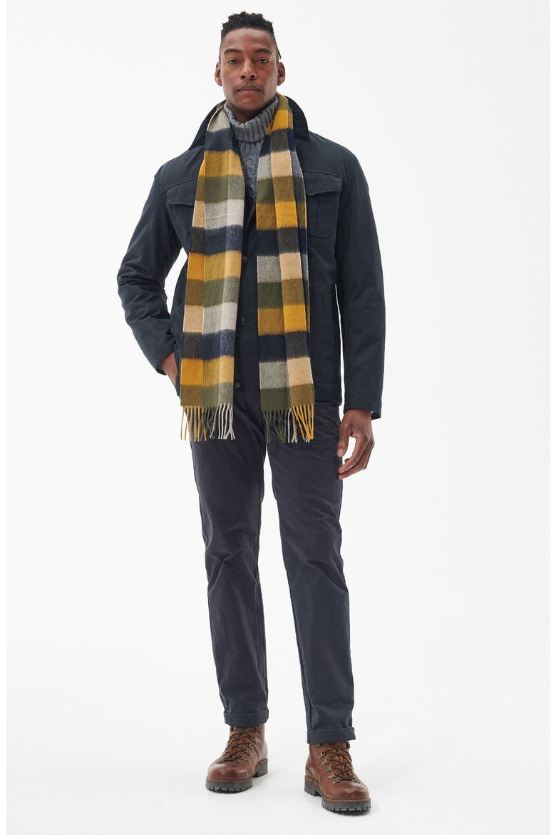 Tattersall Tartan Lambswool Fringe Scarf, Alternate, color, FOREST MIST