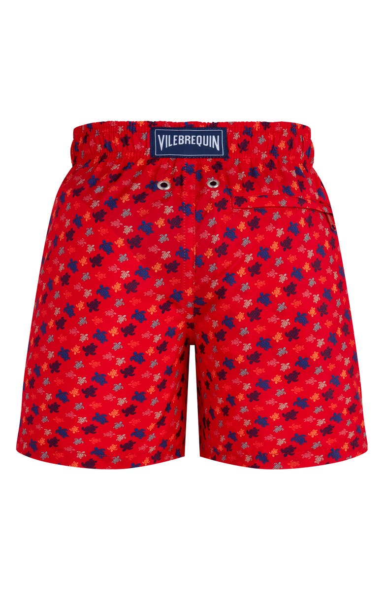 Vilebrequin Kids' Micro Ronde Des Tortues Rainbow Ultra-Light And Packable Swim Trunks, Alternate, color, Coquelicot
