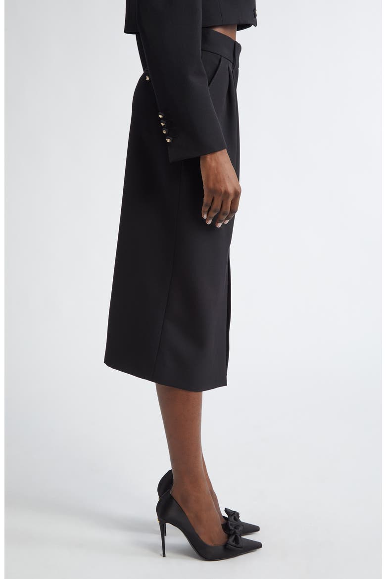 Pleated Virgin Wool Pencil Skirt, Alternate, color, N0000 NERO