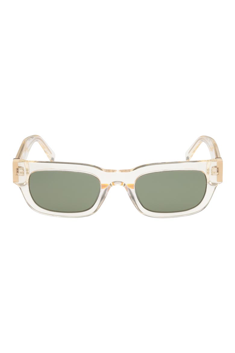 51mm Square Sunglasses, Main, color, CRYSTAL / GREEN LENS